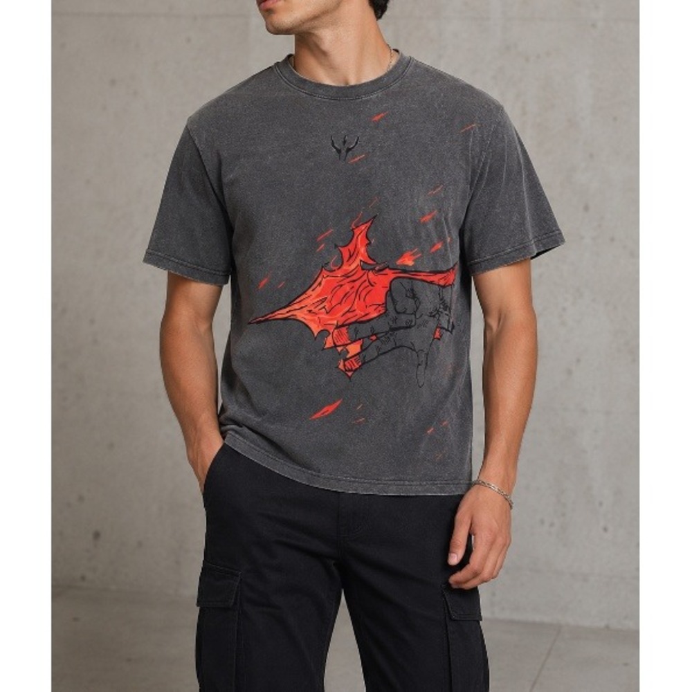 Bakastroll Men's Gray Fire‎ Arrow Short Sleeve Tee Size L